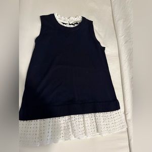 NWT Navy Knit & Eyelit Tank Ann Taylor Loft